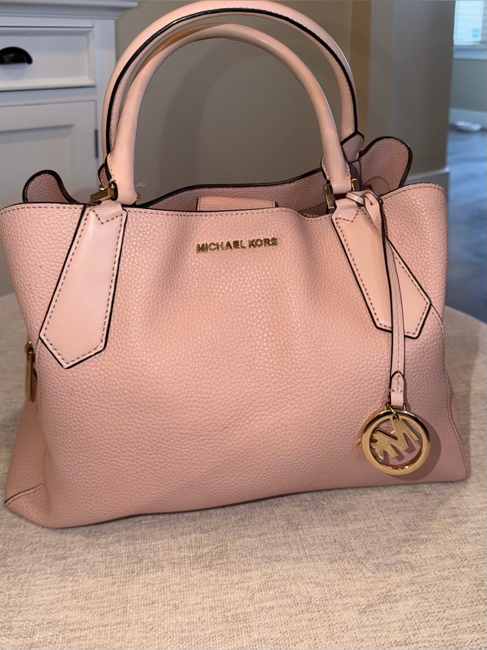 Michael Kors Blush Pink Pebbled medium Leather Satchel